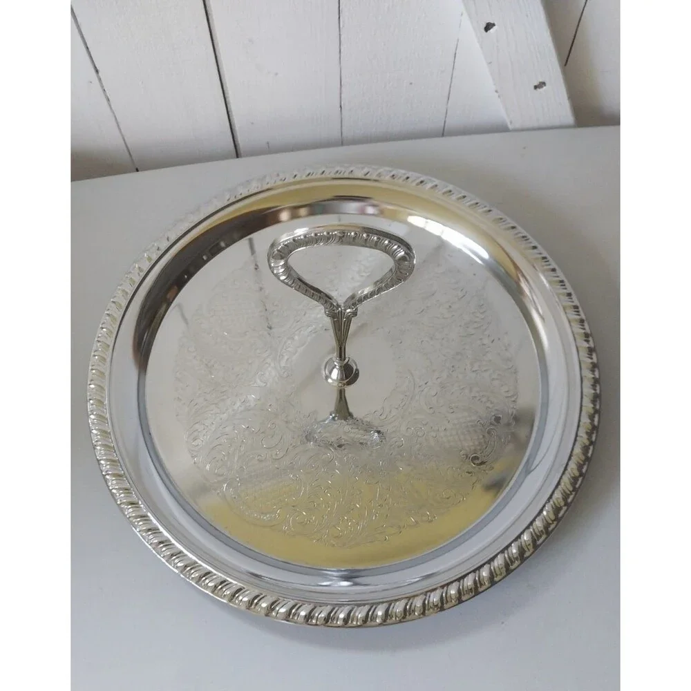 Vintage Irvinware Silver Plated Ornate Design Braided Rim 12